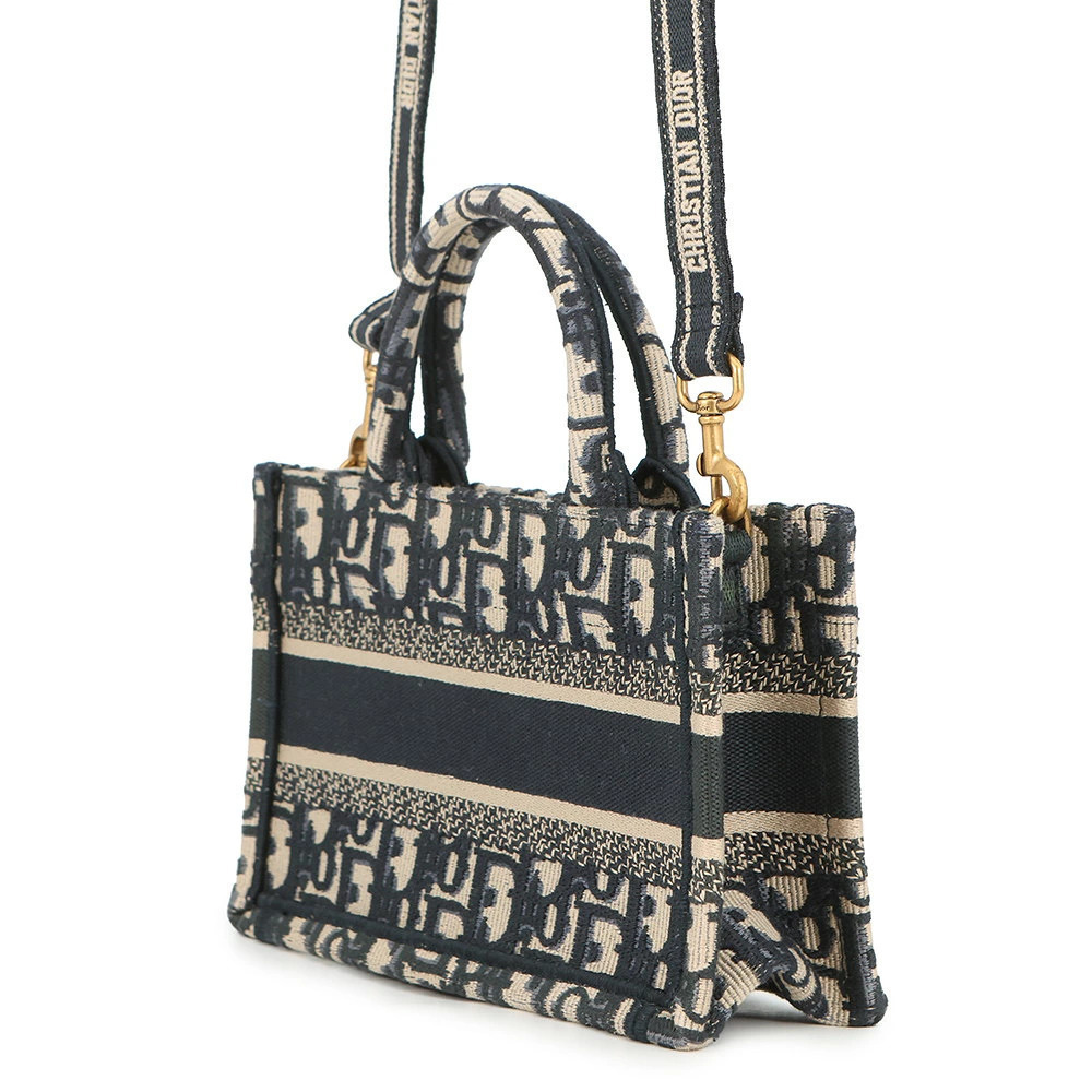 Dior tote bag Book embroidery Christian Trotter Oblique handbag
